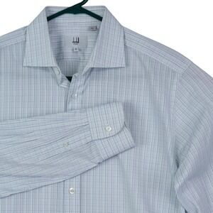 ALFRED DUNHILL Men's  XL 17 Cotton Plaid Long-Sleeve Dress Shirt  MADE‎ IN ITALY